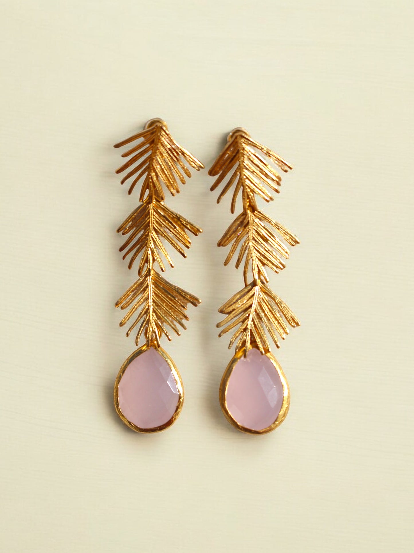 Pendientes long palm Rosa