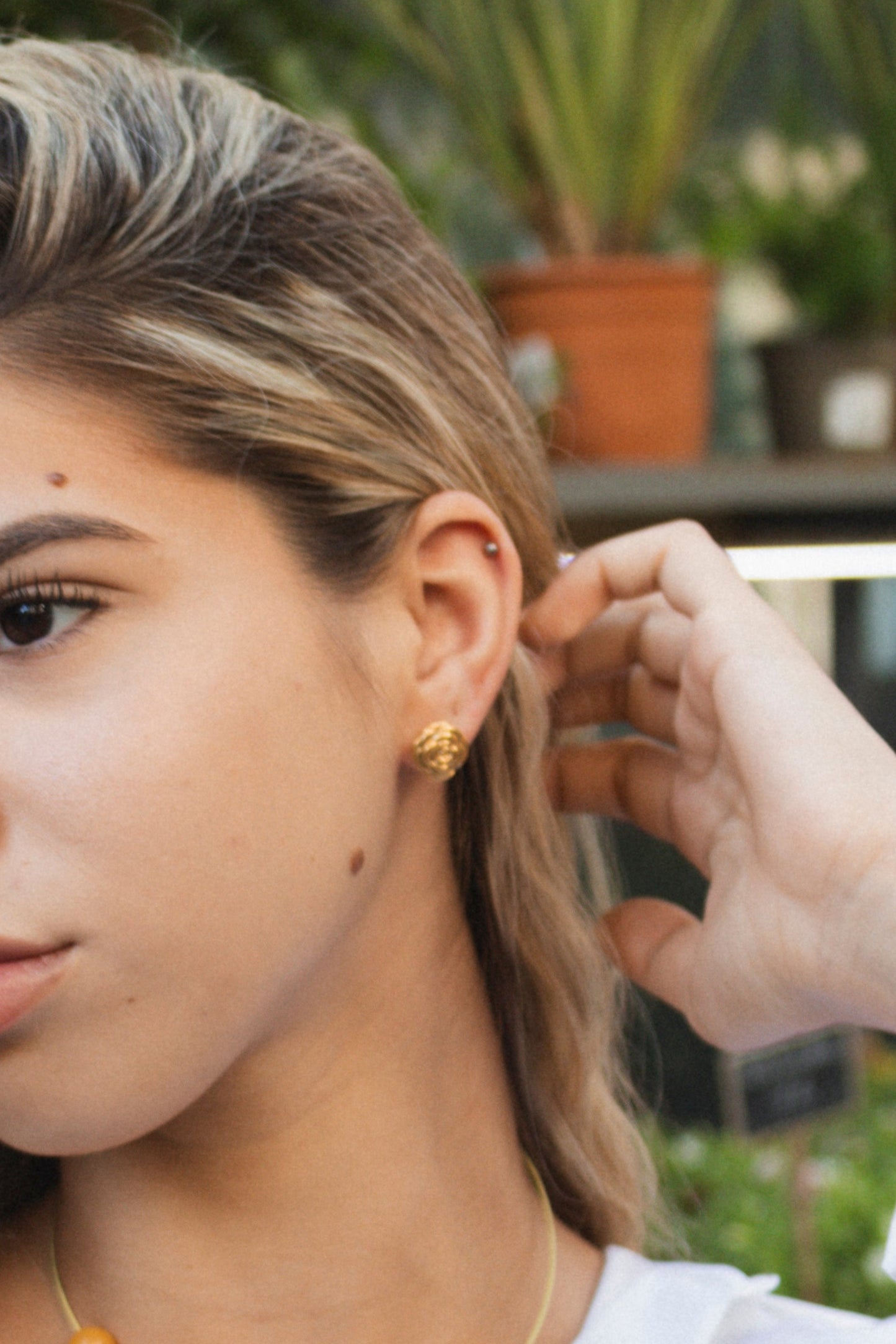 Gold Rose Earrings