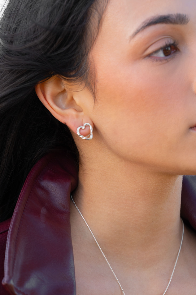 "Ace of Hearts" Earrings Silver