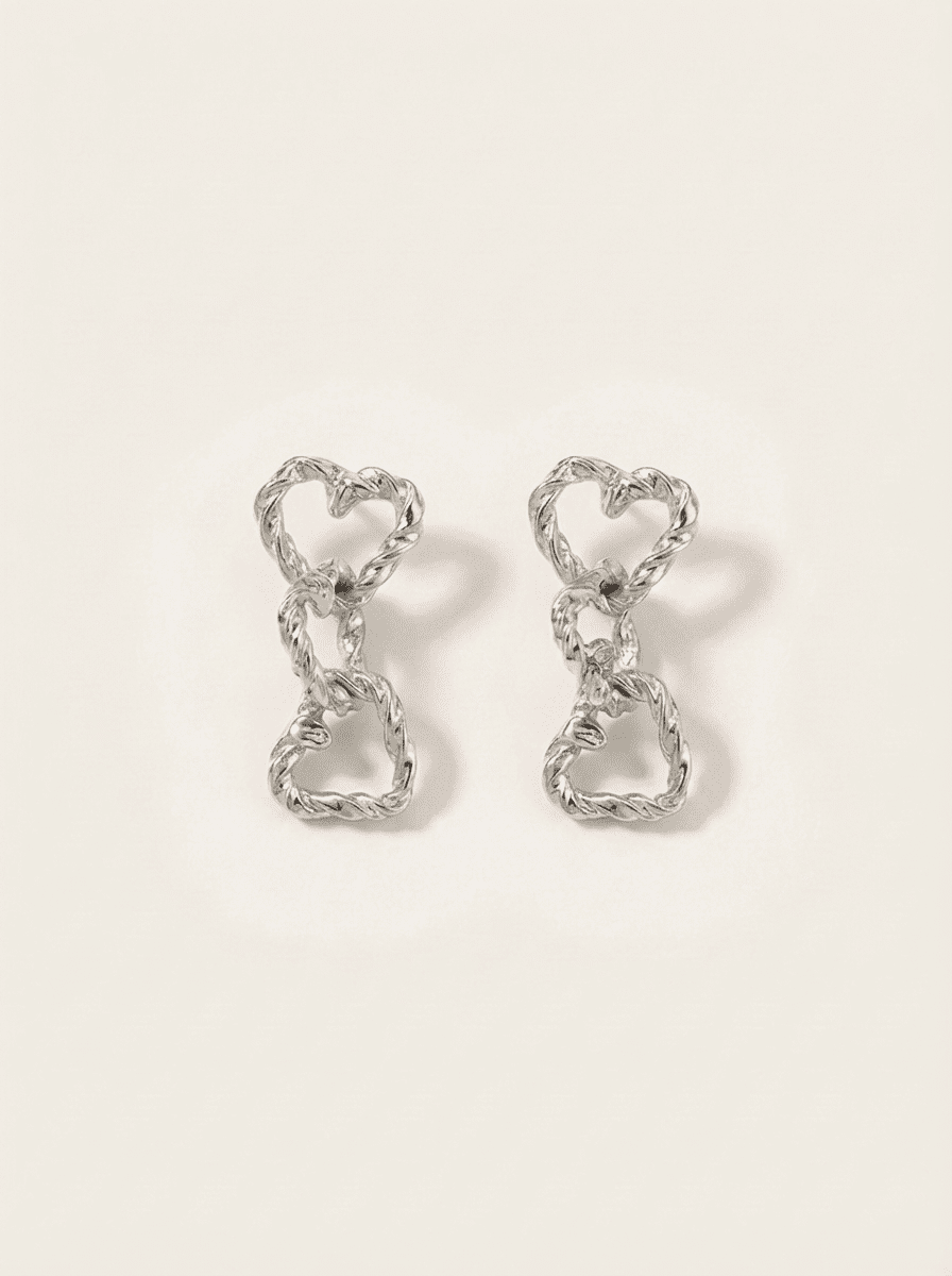 Pendientes largos “3 de corazones”