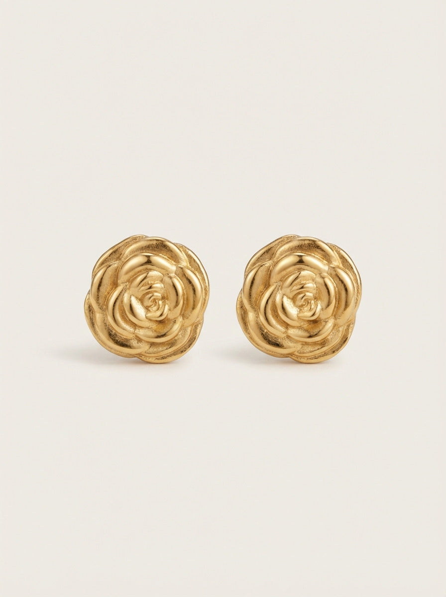 Gold Rose Earrings
