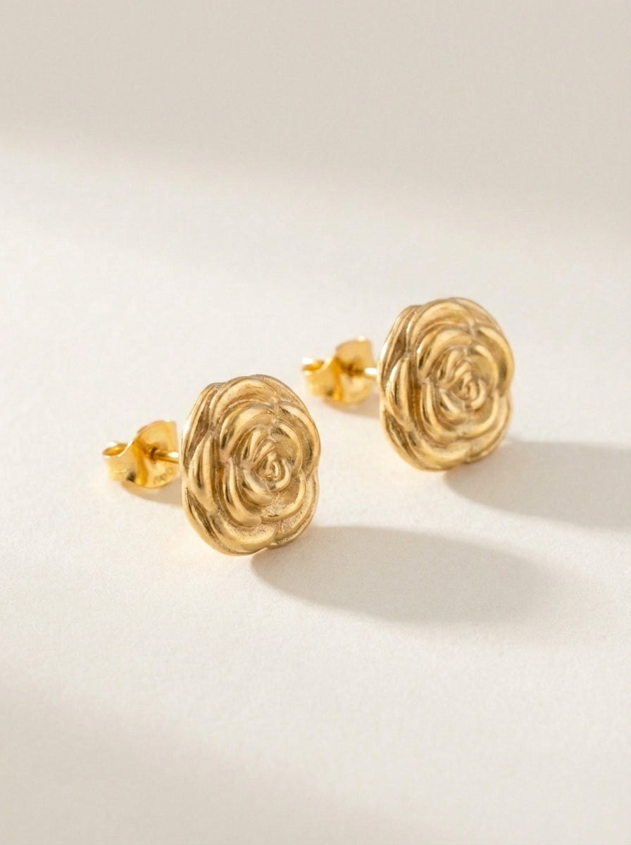Gold Rose Earrings
