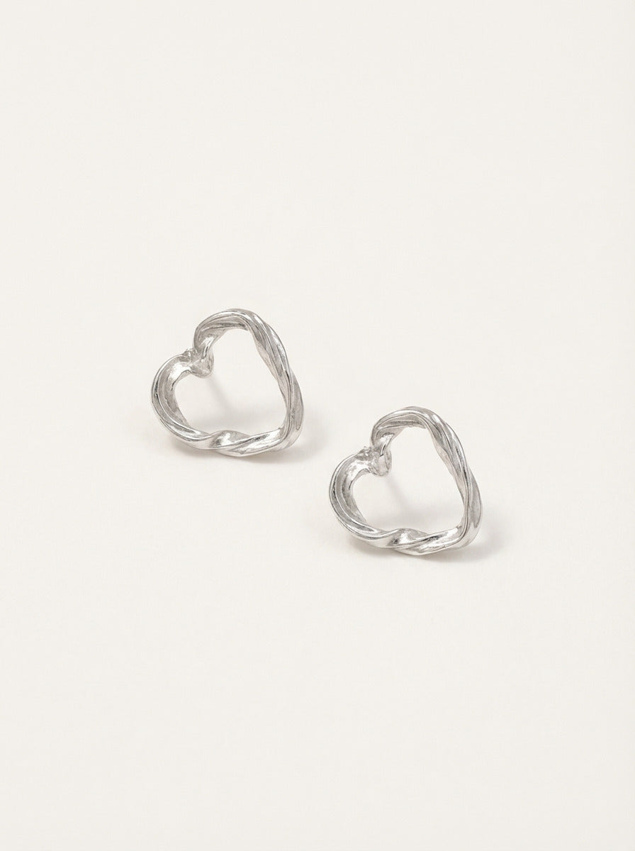 "Ace of Hearts" Earrings Silver