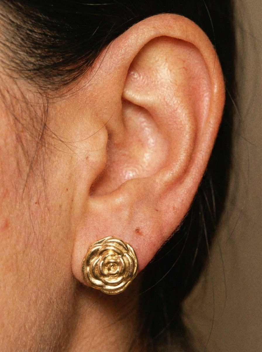Gold Rose Earrings