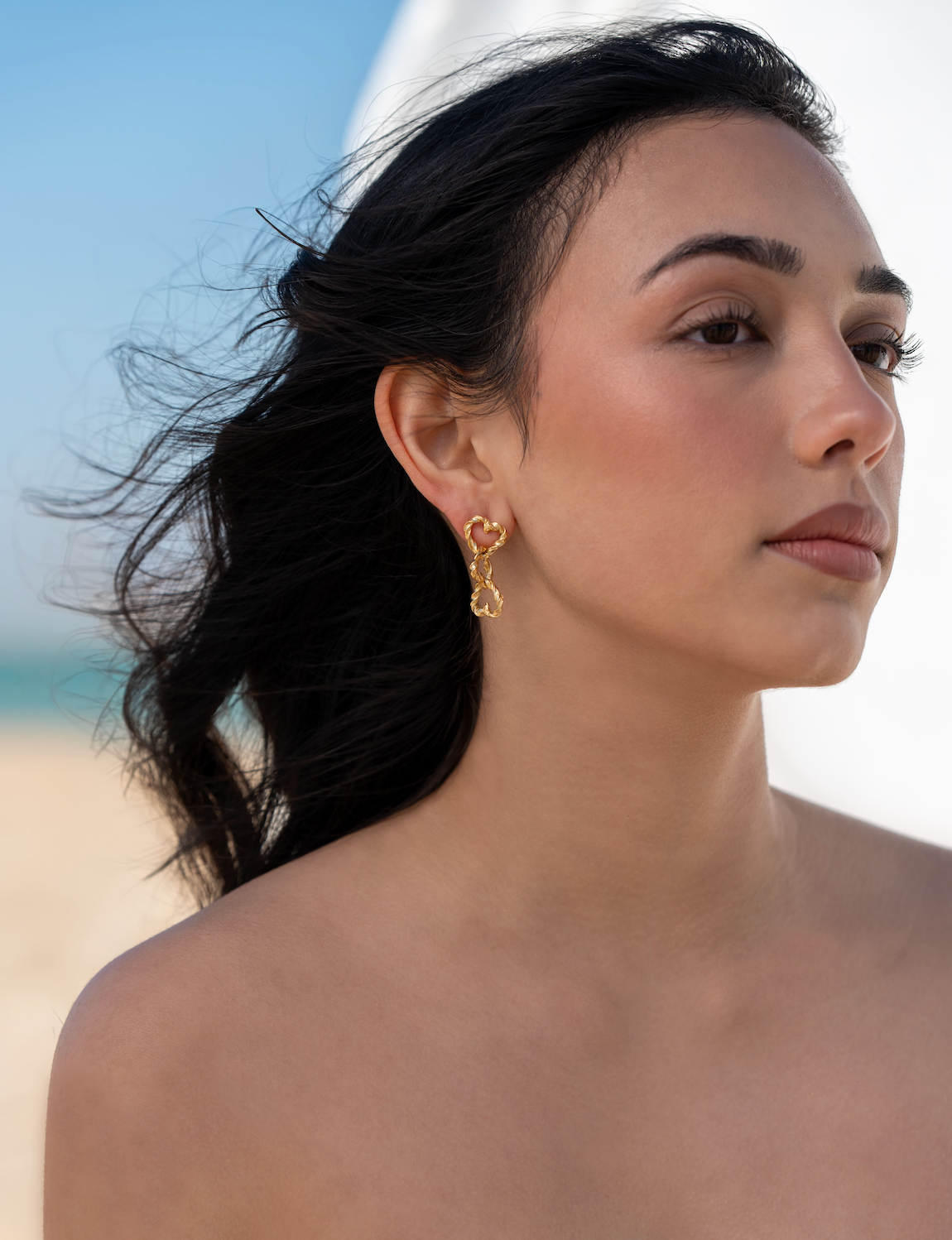 Pendientes largos “3 de corazones”