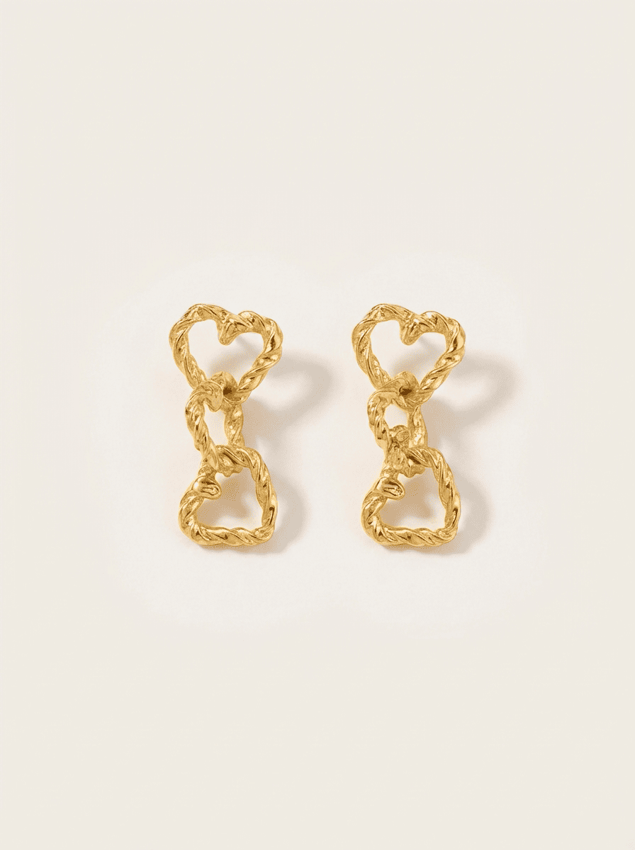 Pendientes largos “3 de corazones”
